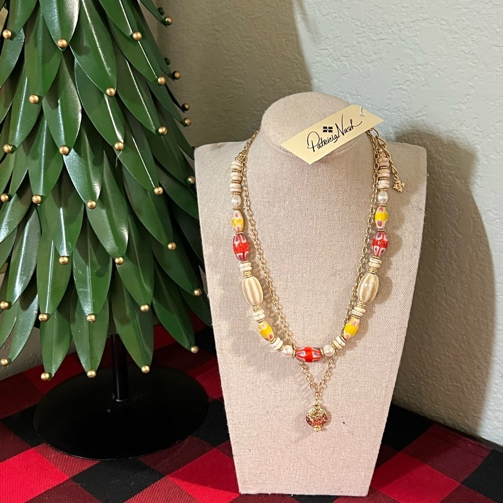 Patricia Nash Gold Necklace with Red and Yellow Accents